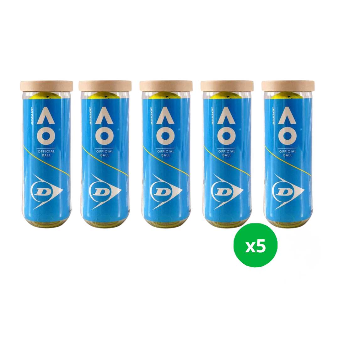 Pack 5 Tarro Plástico Pelota Dunlop AO X3